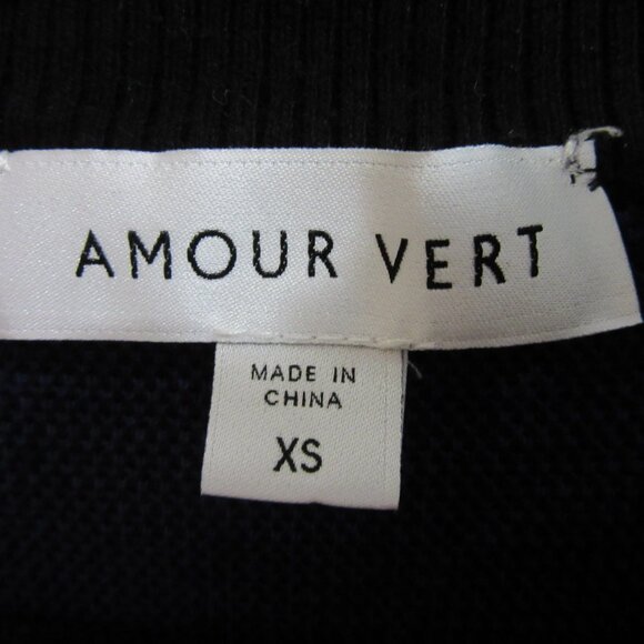 AMOUR VERT Black & Blue Pullover XS Organic Cotton Long Sleeve Sweater - Picture 2 of 4